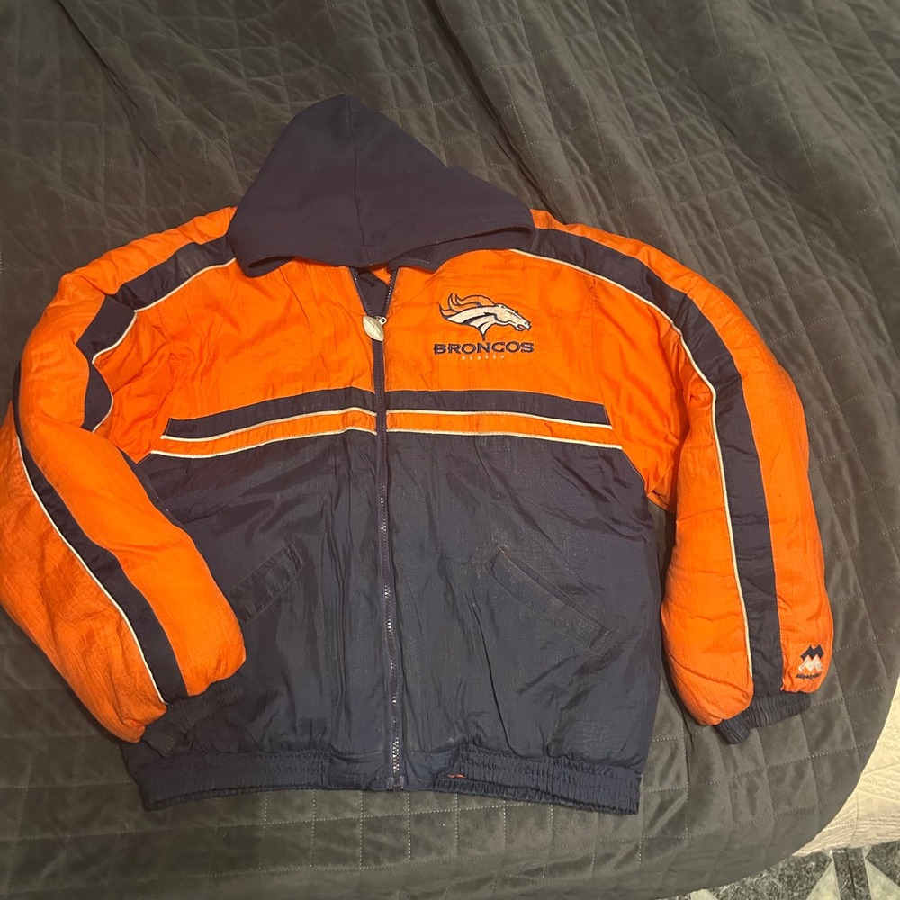 Vintage 90s Denver Broncos NFL Mighty Mac Hooded Colorblock Jacket Youth XL 20